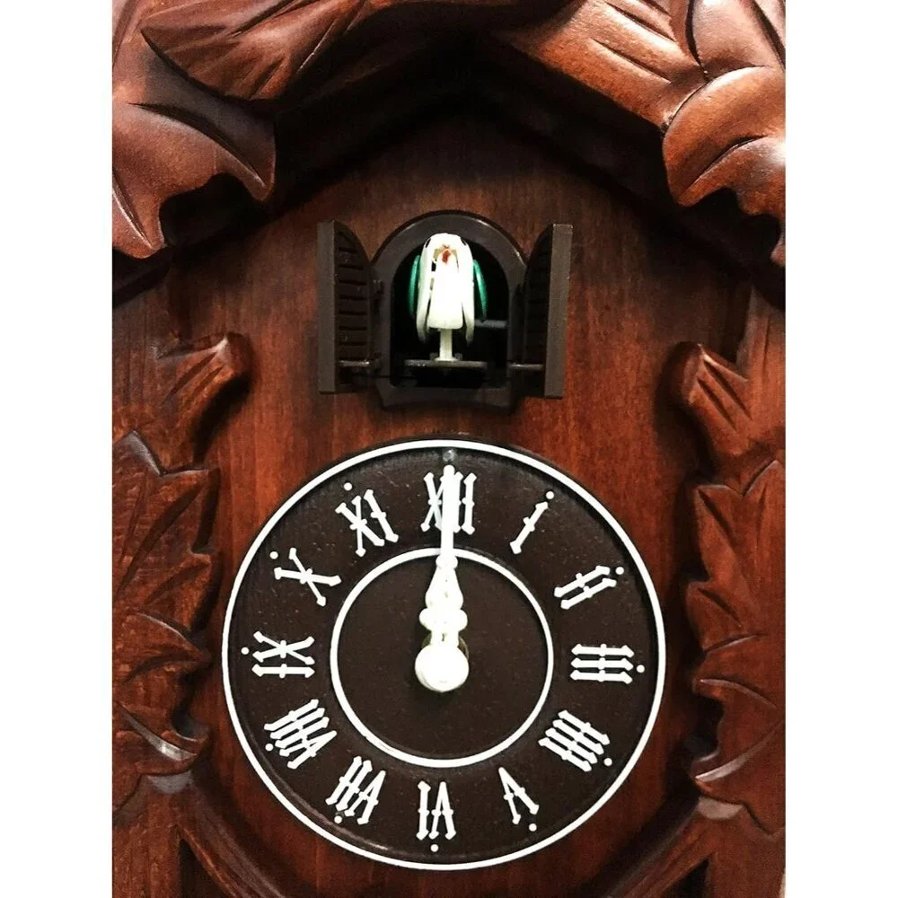 Cuckoo Clock Vintage Large Wooden Wall Clock Handcrafted 13x9.5 Inch Brown